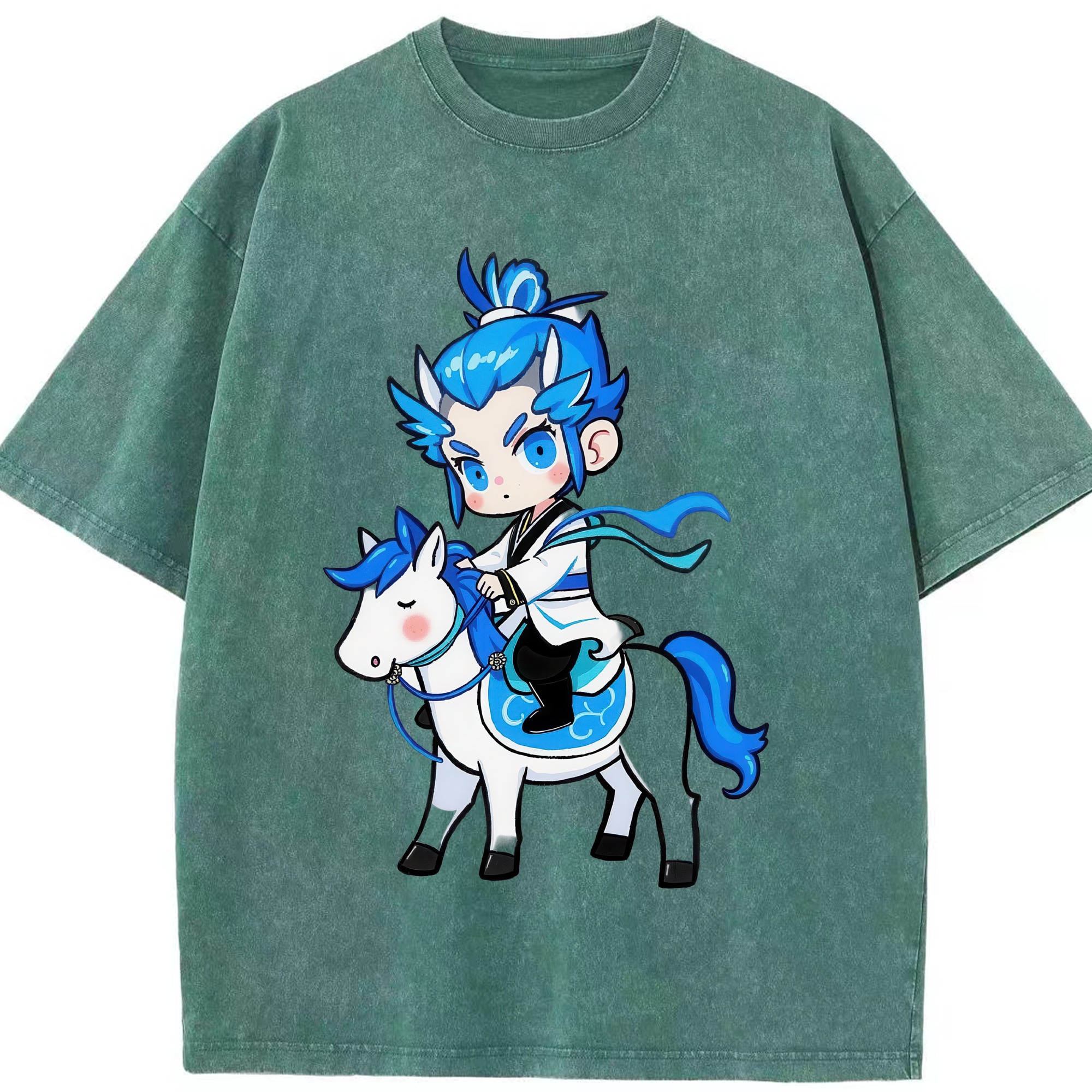 （画像用） Ne Zha 2 ナタ 魔童の大暴れ 綿100% ヴィンテージ風 半袖Tシャツ（フロントプリント）